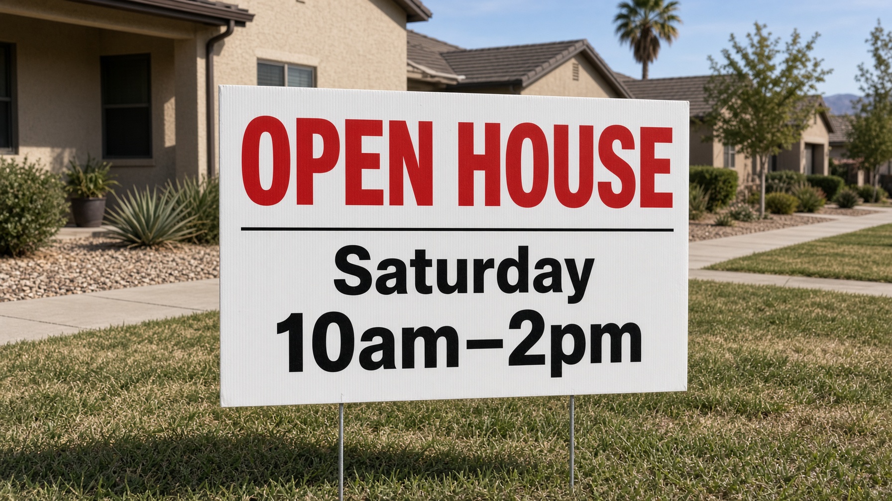 Corrugated plastic yard sign Open House printed in El Paso TX — 18x24 full color