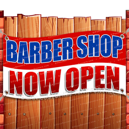 BARBER SHOP NOW OPEN CLEARANCE BANNER Advertising Vinyl Flag Sign INV _CLR-0010.psd by El Paso Banners