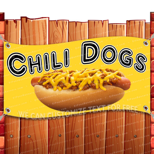CHILI DOGS Advertising Vinyl Banner Flag Sign Many Sizes FOOD RETAIL _CLR-0044.psd by El Paso Banners