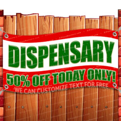 DISPENSARY 50 OFF CLEARANCE BANNER Advertising Vinyl Flag Sign INV _CLR-0067.psd by El Paso Banners