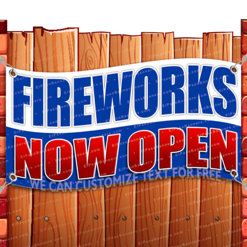 FIREWORKS NOW OPEN CLEARANCE BANNER Advertising Vinyl Flag Sign INV V2 _CLR-0094.psd by El Paso Banners