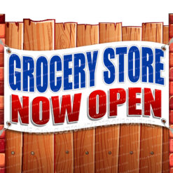 GROCERY STORE NOW OPEN CLEARANCE BANNER Advertising Vinyl Flag Sign INV _CLR-0111.psd by El Paso Banners