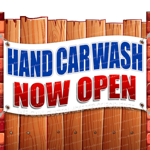HAND CAR WASH NOW OPEN CLEARANCE BANNER Advertising Vinyl Flag Sign INV _CLR-0115.psd by El Paso Banners