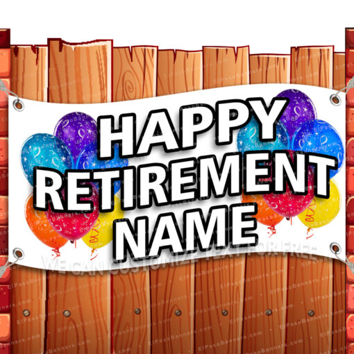 HAPPY RETIREMENT CLEARANCE BANNER Advertising Vinyl Flag Sign INV _CLR-0120.psd by El Paso Banners