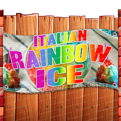 ITALIAN ICE RAINBOW CLEARANCE BANNER Advertising Vinyl Flag Sign INV _CLR-0134.psd by El Paso Banners