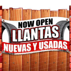 LLANTAS NUEVAS Y USADAS Vinyl Banner Flag Sign Many Sizes OPEN SPANISH RETAIL _CLR-0152.psd by El Paso Banners