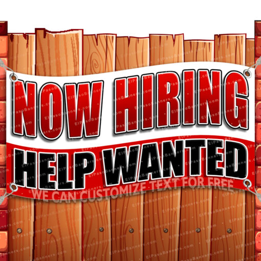 NOW HIRING HELP WANTED CLEARANCE BANNER Advertising Vinyl Flag Sign INV V2 _CLR-0176.psd by El Paso Banners