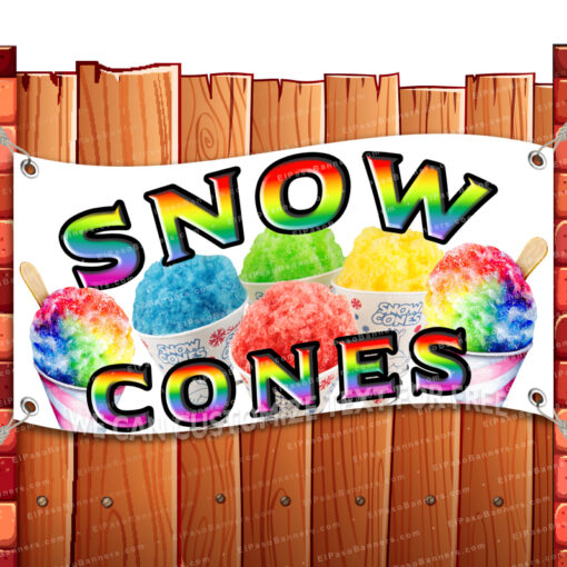 SNOW CONES RAINBOW CLEARANCE BANNER Advertising Vinyl Flag Sign INV _CLR-0219.psd by El Paso Banners