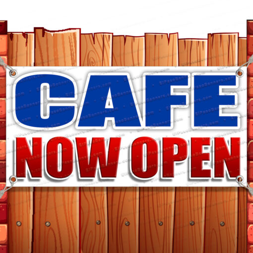 CAFE NOW OPEN CLEARANCE BANNER Advertising Vinyl Flag Sign INV Banner Model by El Paso Banners