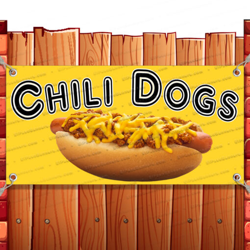 CHILI DOGS Advertising Vinyl Banner Flag Sign Many Sizes FOOD RETAIL Banner Model by El Paso Banners