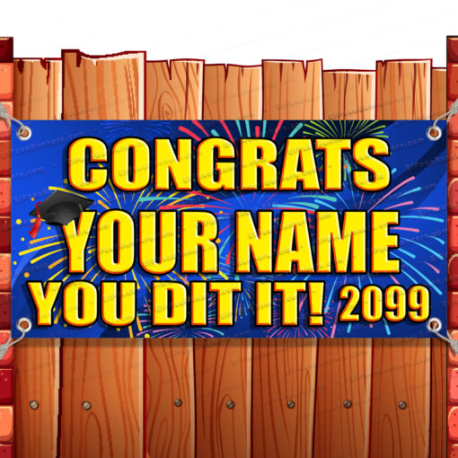 CONGRATS GRAD 2022 CUSTOMIZABLE Advertising Vinyl Banner Flag Sign Many Sizes V2 Banner Model by El Paso Banners