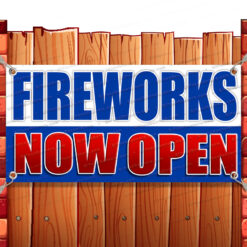 FIREWORKS NOW OPEN CLEARANCE BANNER Advertising Vinyl Flag Sign INV V2 Banner Model by El Paso Banners