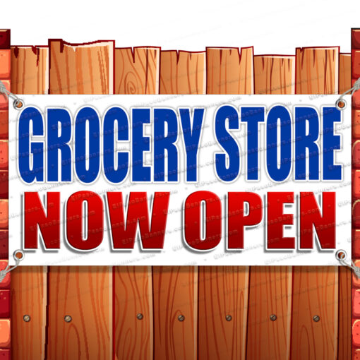 GROCERY STORE NOW OPEN CLEARANCE BANNER Advertising Vinyl Flag Sign INV Banner Model by El Paso Banners