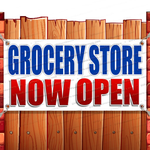 GROCERY STORE NOW OPEN CLEARANCE BANNER Advertising Vinyl Flag Sign INV V2 Banner Model by El Paso Banners