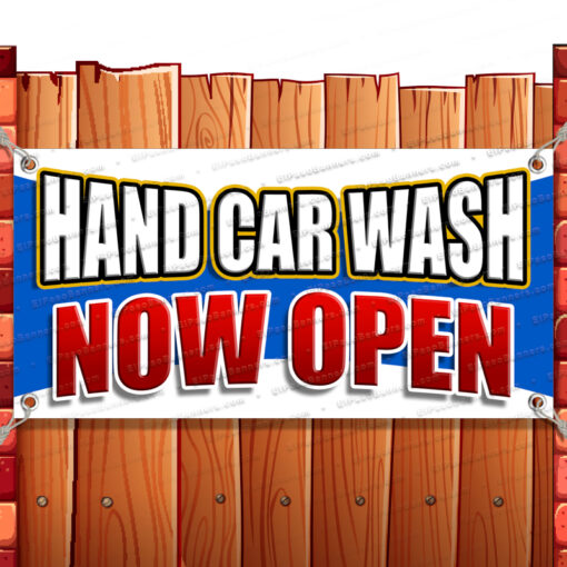 HAND CAR WASH NOW OPEN CLEARANCE BANNER Advertising Vinyl Flag Sign INV Banner Model by El Paso Banners