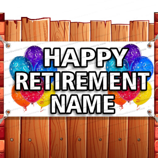 HAPPY RETIREMENT CLEARANCE BANNER Advertising Vinyl Flag Sign INV Banner Model by El Paso Banners