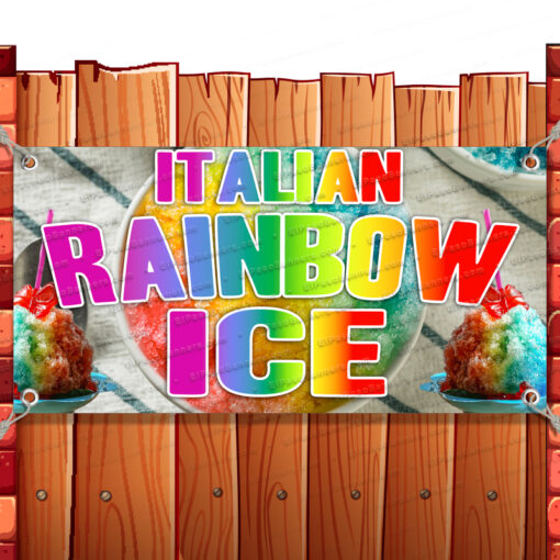 ITALIAN ICE RAINBOW CLEARANCE BANNER Advertising Vinyl Flag Sign INV Banner Model by El Paso Banners