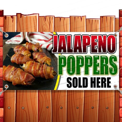 JALAPENO POPPERS CLEARANCE BANNER Advertising Vinyl Flag Sign INV Banner Model by El Paso Banners