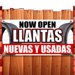 LLANTAS NUEVAS Y USADAS Vinyl Banner Flag Sign Many Sizes OPEN SPANISH RETAIL Banner Model by El Paso Banners