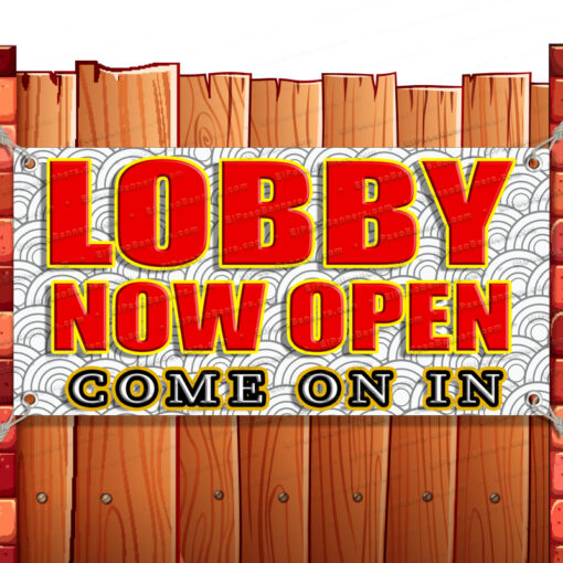 LOBBY OPEN CLEARANCE BANNER Advertising Vinyl Flag Sign INV Banner Model by El Paso Banners