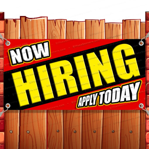 NOW HIRING APPLY TODAY CLEARANCE BANNER Advertising Vinyl Flag Sign INV Banner Model by El Paso Banners
