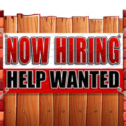 NOW HIRING HELP WANTED CLEARANCE BANNER Advertising Vinyl Flag Sign INV V2 Banner Model by El Paso Banners