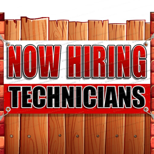 NOW HIRING TECHNICIANS CLEARANCE BANNER Advertising Vinyl Flag Sign INV Banner Model by El Paso Banners