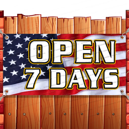 OPEN 7 DAYS CLEARANCE BANNER Advertising Vinyl Flag Sign INV Banner Model by El Paso Banners