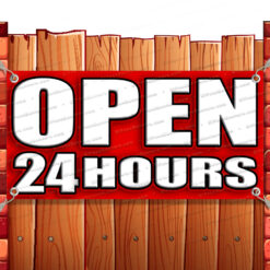 OPEN 24 HOURS CLEARANCE BANNER Advertising Vinyl Flag Sign INV V2 Banner Model by El Paso Banners