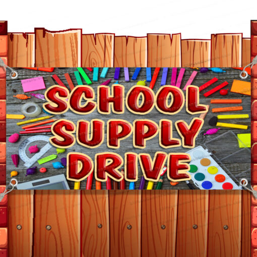 SCHOOL SUPPLY DRIVE CLEARANCE BANNER Advertising Vinyl Flag Sign INV Banner Model by El Paso Banners