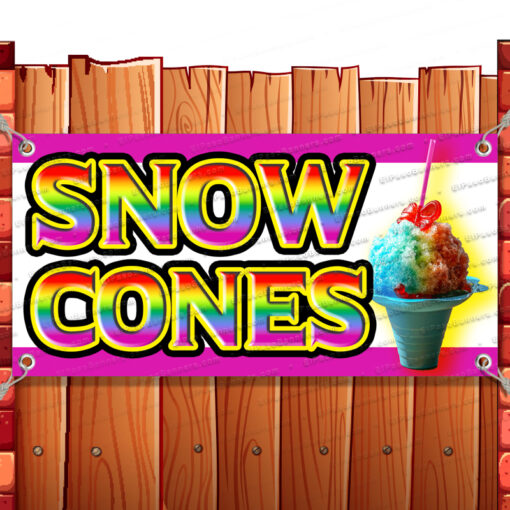 SNOW CONES CLEARANCE BANNER Advertising Vinyl Flag Sign INV V4 Banner Model by El Paso Banners