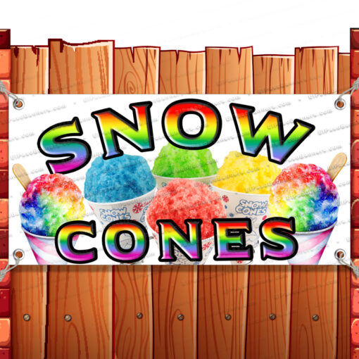 SNOW CONES RAINBOW CLEARANCE BANNER Advertising Vinyl Flag Sign INV Banner Model by El Paso Banners