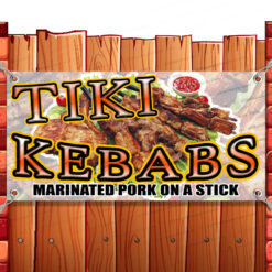 TIKI KEBABS Advertising Vinyl Banner Flag Sign Many Sizes FOOD MEAT Banner Model by El Paso Banners