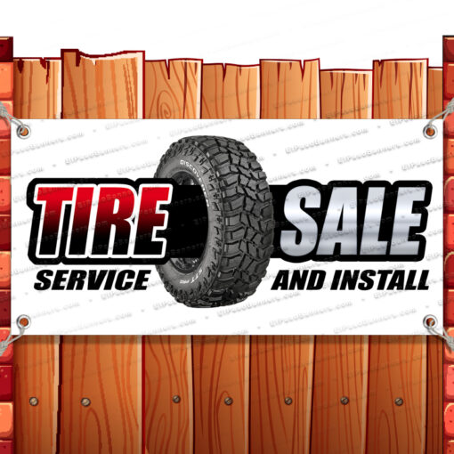 TIRE SALE SERVICE CLEARANCE BANNER Advertising Vinyl Flag Sign INV Banner Model by El Paso Banners