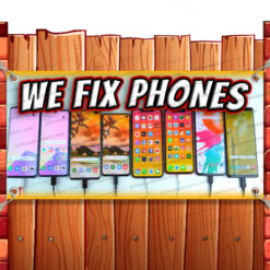 WE FIX PHONES CLEARANCE BANNER Advertising Vinyl Flag Sign INV Banner Model by El Paso Banners