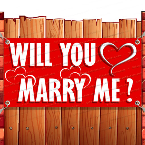 WILL YOU MARRY ME CLEARANCE BANNER Advertising Vinyl Flag Sign INV Banner Model by El Paso Banners